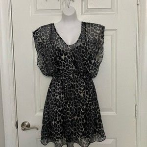 Blue and white cheetah print dress by Express Size Small